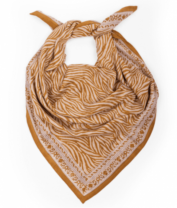 Grand foulard Zebra Havane